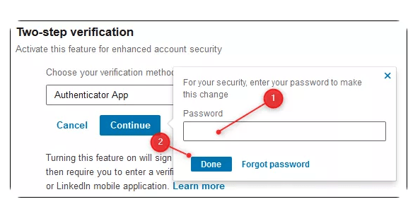 LinkedIn two-step verification7